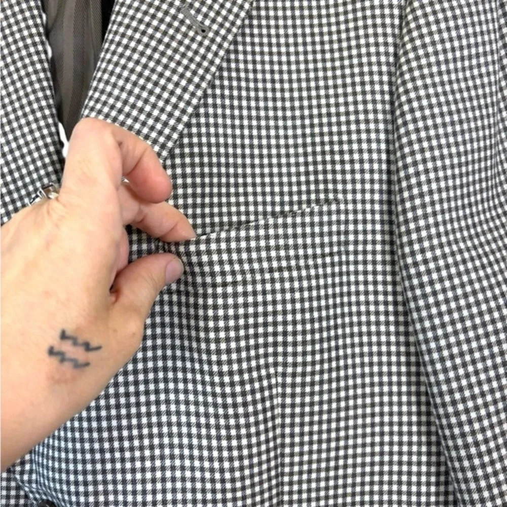Baroni Blazer Mens 44R Brown Gingham Wool Silk Lanificio di Pray Sport Coat